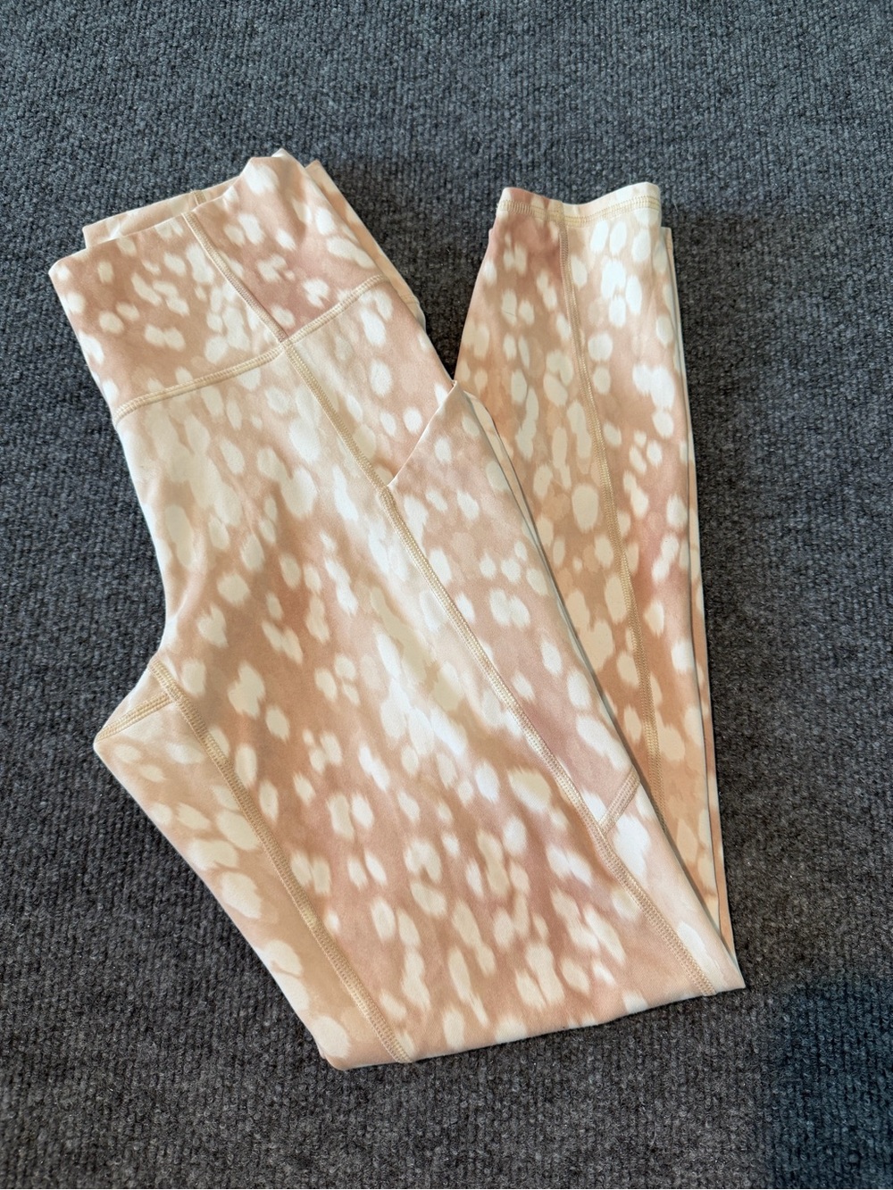 Fabletics Blush Beige & White Spotted Leggings